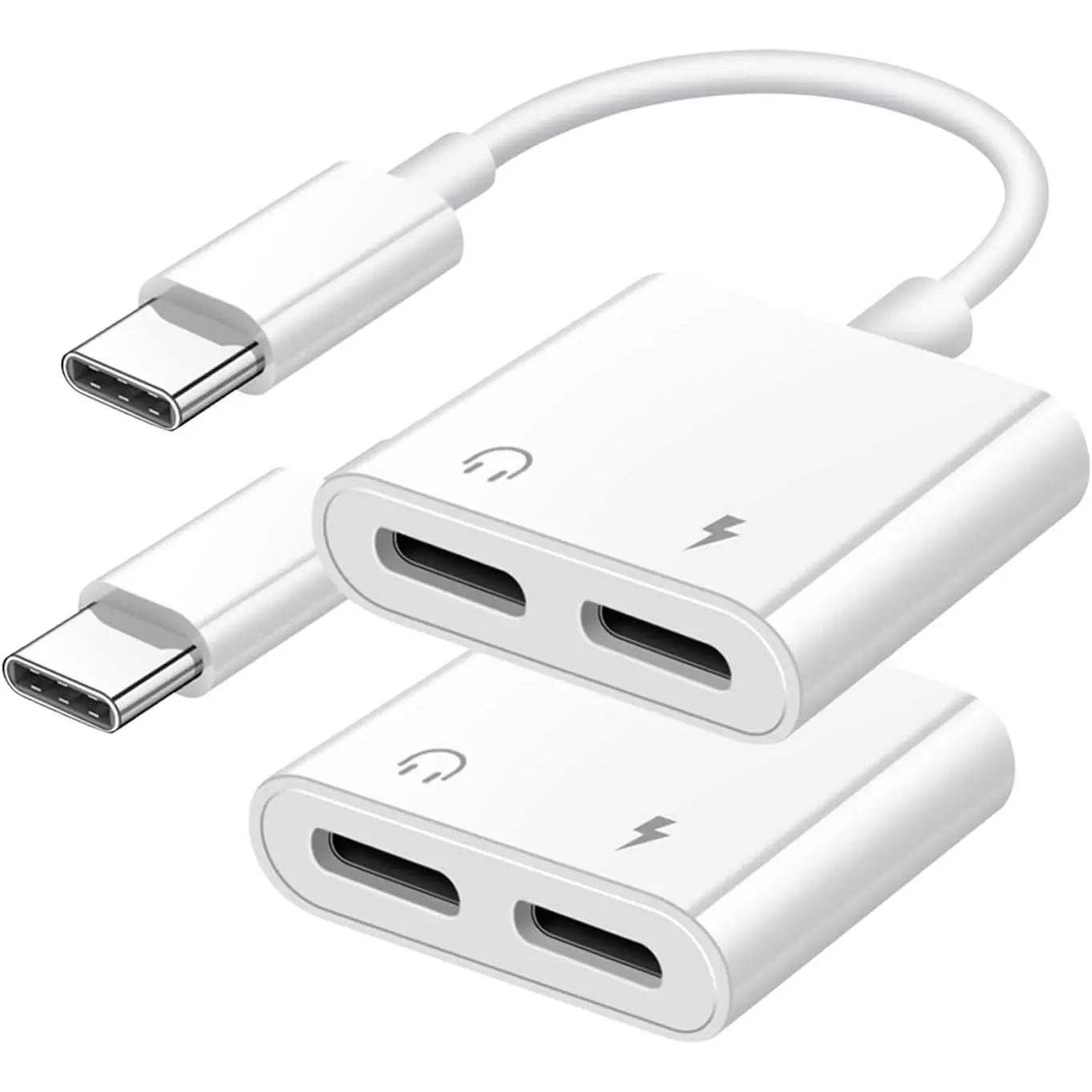 USB C Headphone and Charger Adapter for , USB Type C to Aux Audio + Charge Dongle Adapter for  17/17 Pro/17 Pro Max/Air/16/16 Pro Max/15/15 Pro Max (2PACK)