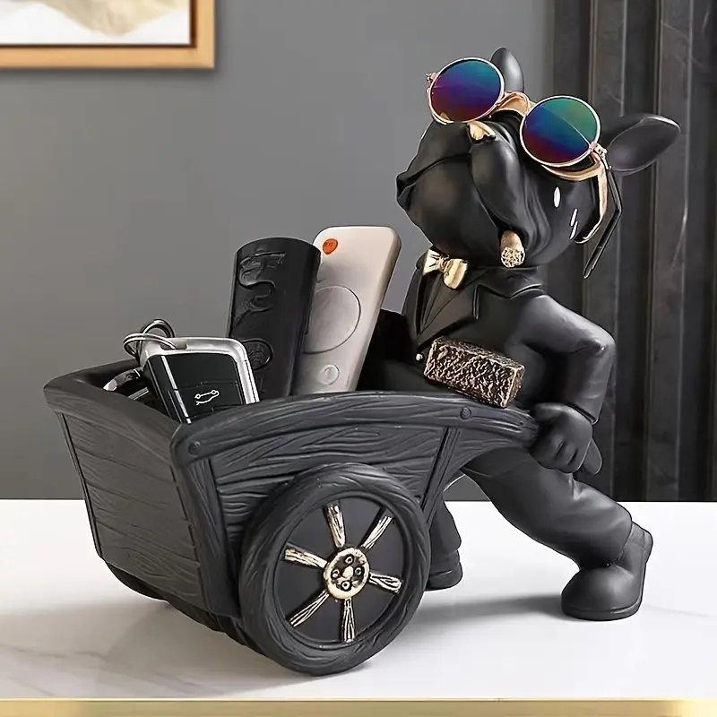 French Bulldog Dog Storage Ornament Home Decor Entryway Shoe Cabinet Key Remote Control Organizer Box Craft Gift