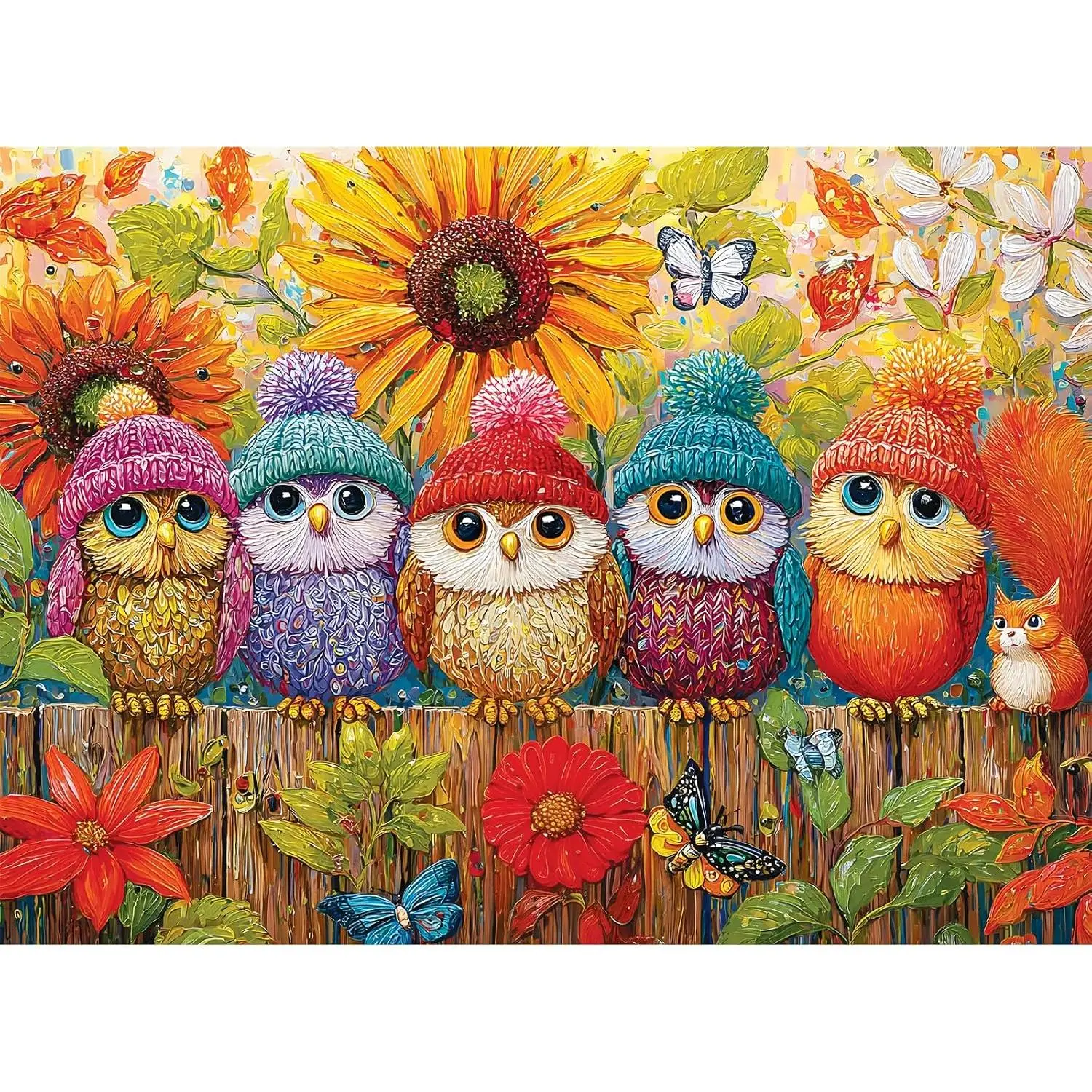 500 Piece Puzzle for Adults, Autumn Birds Jigsaw Puzzle | Cute Cartoon Bird Fall Harvest Puzzle, Recycled Cardboard Adult Puzzles, Challenging Family Game Home Decor Gift for Adults