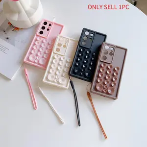 Suitable for Samsung series S26/S26Plus/S26U/S20/S20FE/S20U/S21/S21PLUS/S22/S22U/S23/S23U/S23PLUS/S24/S24U/S25/S25U， Creative multifunctional (suction cup/phone case), equipped with detachable hanging rope, strong adhesion to smooth surface