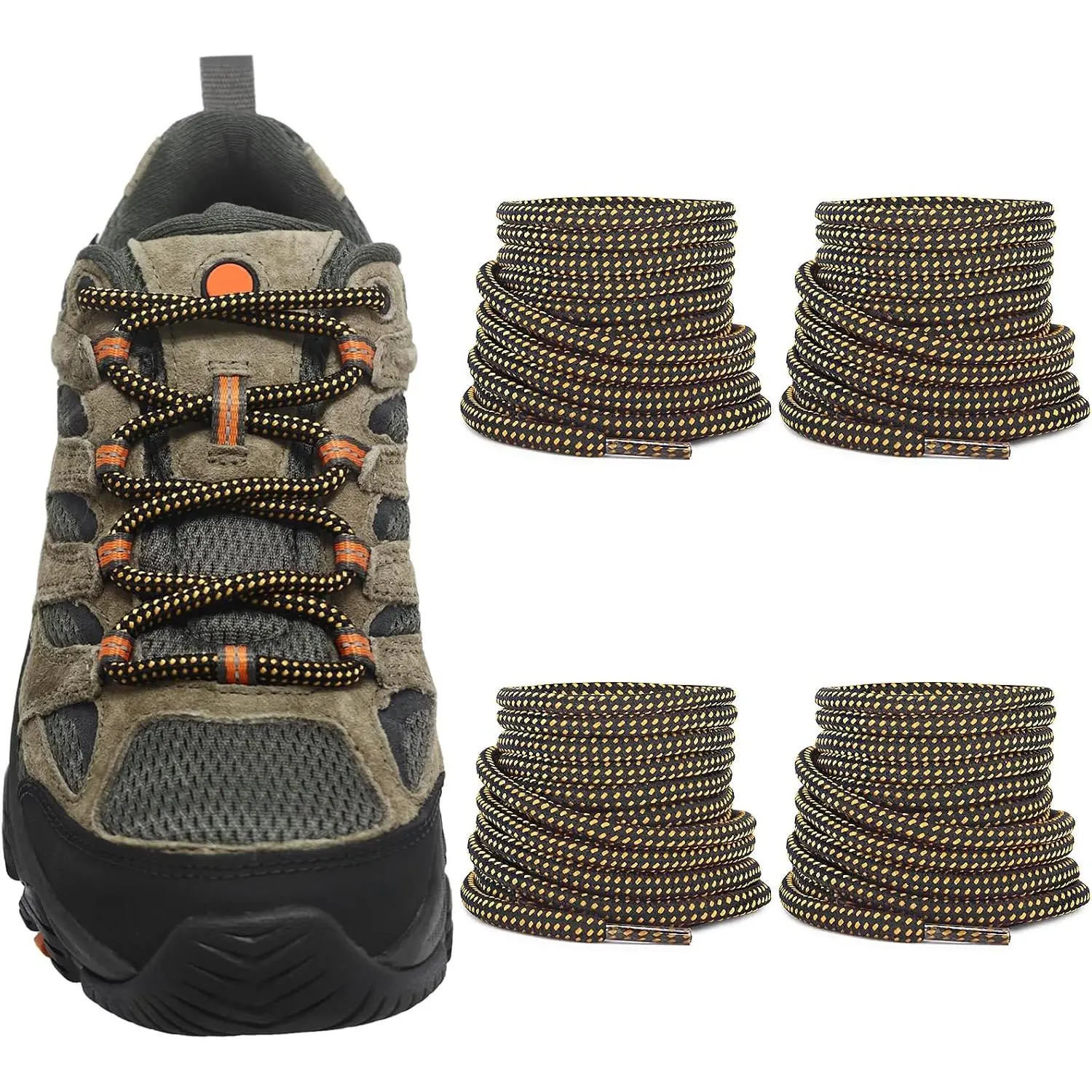 2 Pairs Shoelaces for  Moab Boot, 13/64''(5mm) Boot Round Shoe Laces Strings  for Hiking Shoes