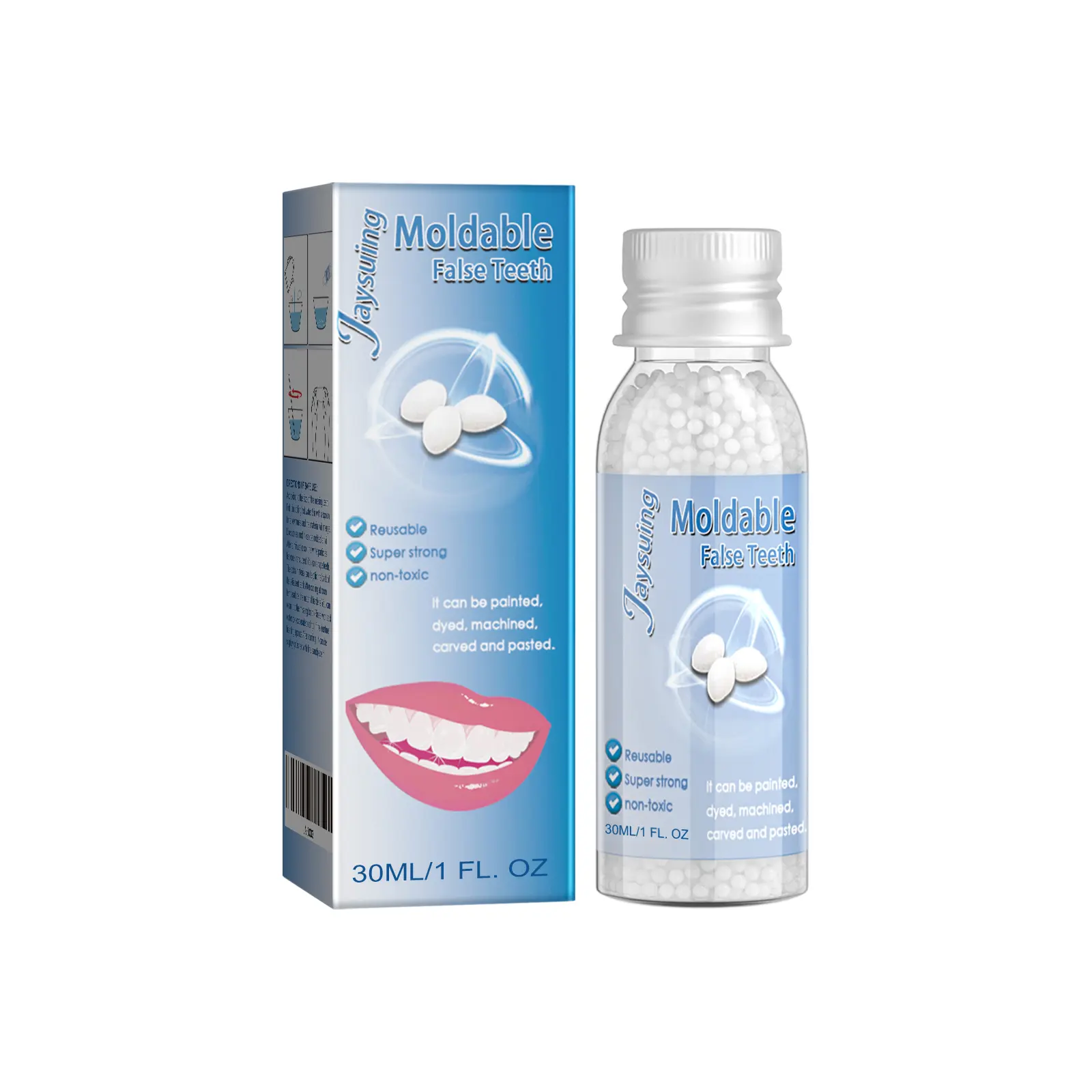 Jaysuing Moldable Dental Filling Cavity Adhesive (30ml box), Film And Television Makeup Denture Modification Adhesive, False Dental Filling, Broken Tooth Temporary Dental Filling Adhesive