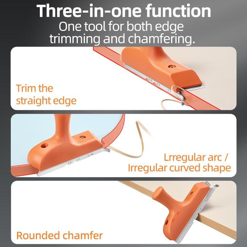 Edge Banding Cutter with 5Cr15MoV Stainless Steel Blade R1.5 R2 Double Angle Chamfer Switch & Ergonomic Handle Design for Precise Cutting