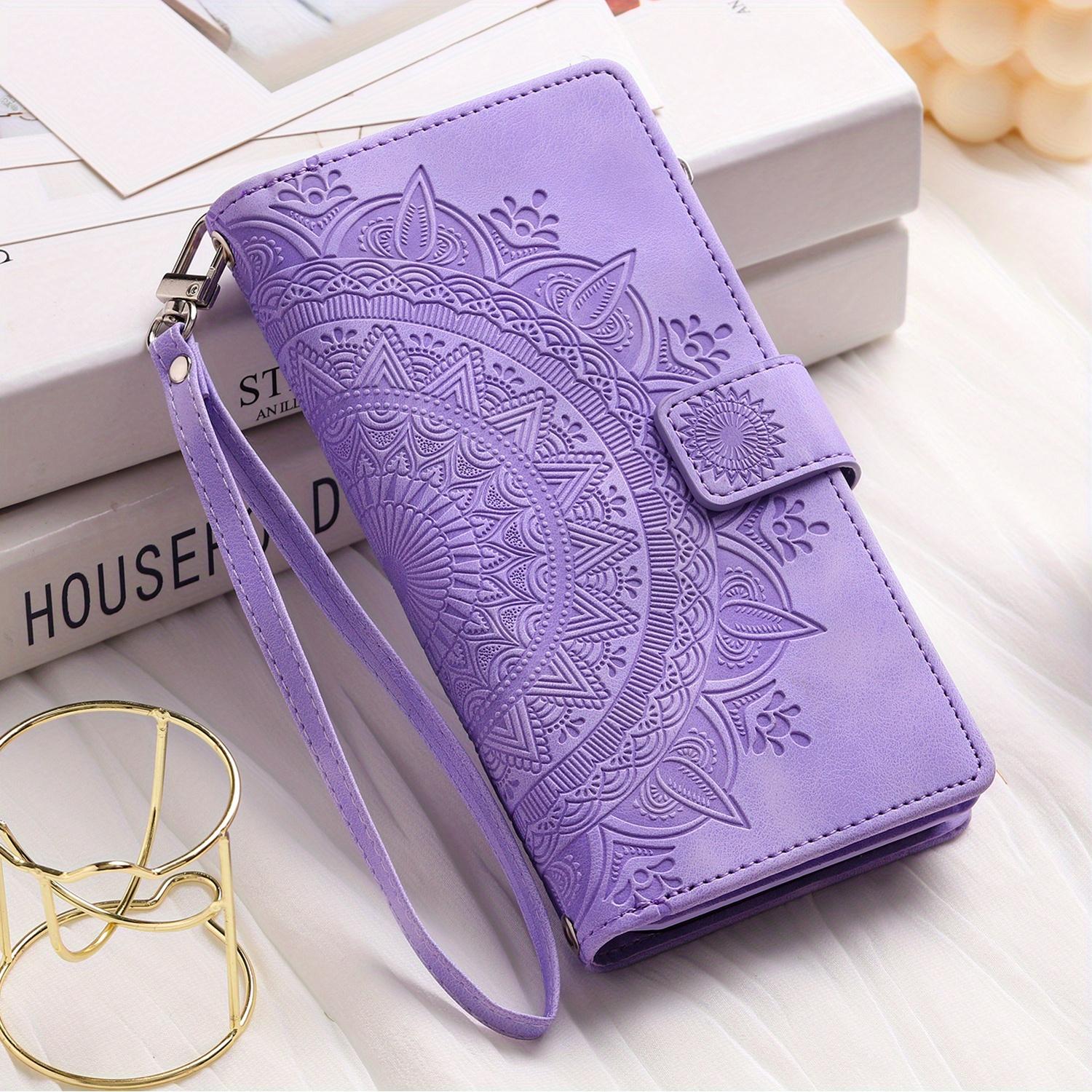 Pu Synthetic Leather Case for Various Iphone Models, Including 17, Air, 16e, 16, 15, 14, 13, 12 Mini, 11 Pro, X, Xs Max, Xr, 8, 7 Plus, Se, 5g From 2023 and 2020, Embossed Flower Design, Wallet with Card Holder