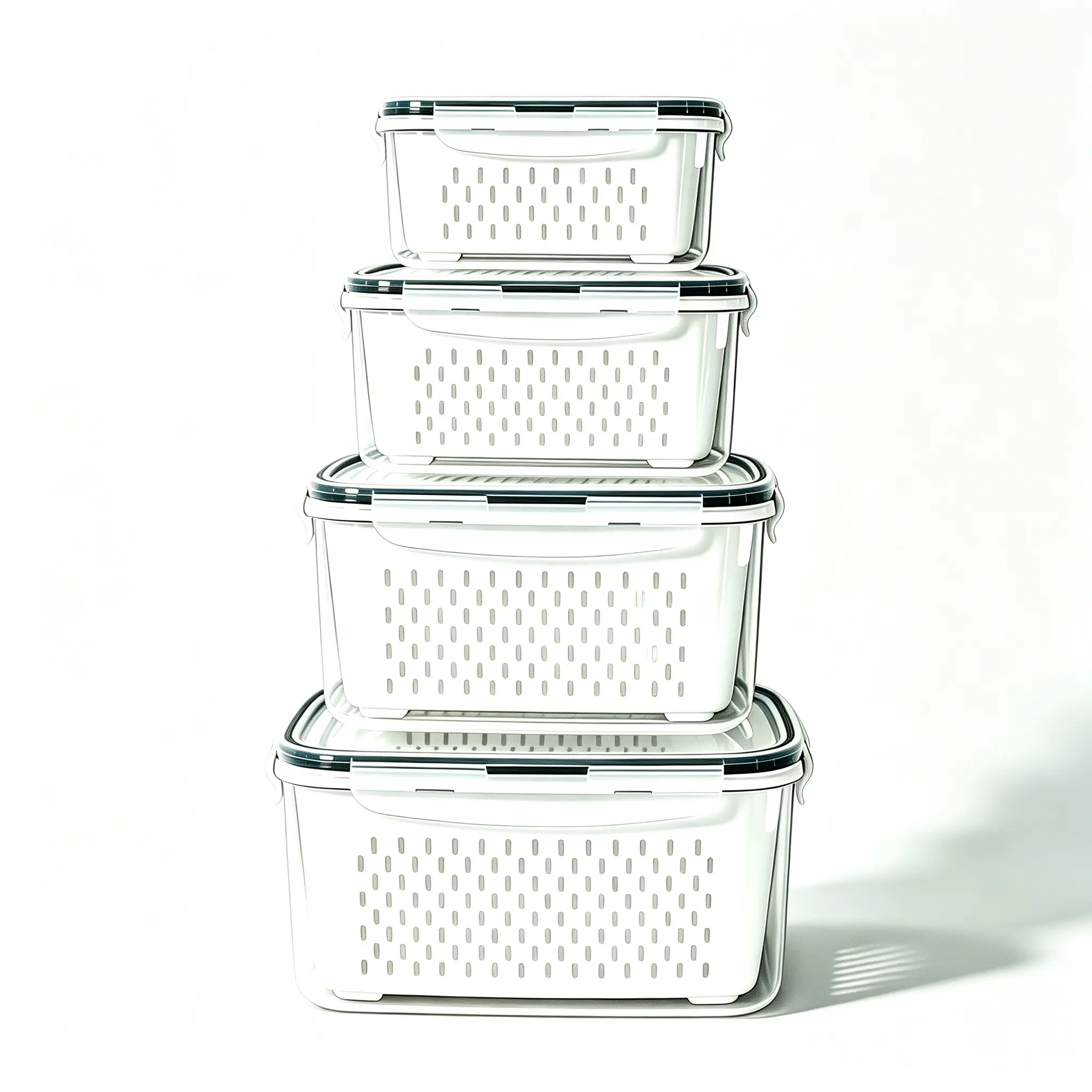 Fridge Organizers and Storage - Stackable Fruit Storage Containers for Fridge with Removable Colander, BPA-Free Food Storage Container for Salad Berry Lettuce Vegetables Meat Keeper Fresh