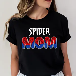 Camiseta de mujer con estampado divertido Spider Mom diseño de superhéroe estilo casual para uso diario y eventos temáticos ideal para amantes de los cómics y fans de Spiderman