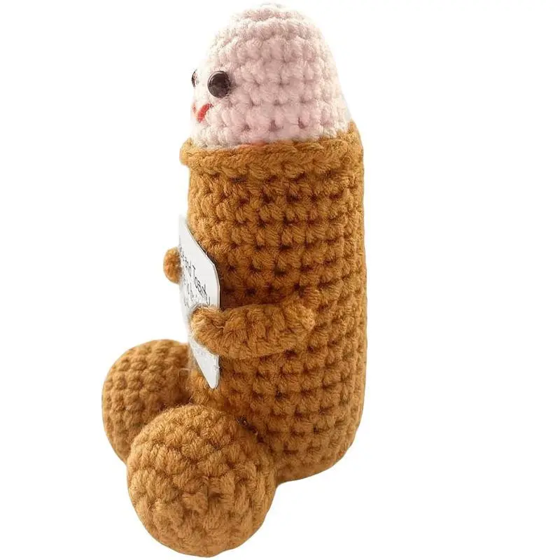 Handmade Positive Doll, Emotional Support Gift, Cute Crochet Doll, Amigurumi Gift, Unique Present for Friends, Boyfriend, Husband, Amigurumi Stuffed Animal