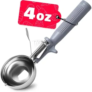 HOMURE H 4 oz Scoop, Large Ice Cream Scoop with Trigger, #8 Disher, Muffin Scoop, Portion Scoop, Cookie Scoop for Baking, Grey Handle, for Making Ice Cream Cookie Muffin Cupcake Mashed Potato