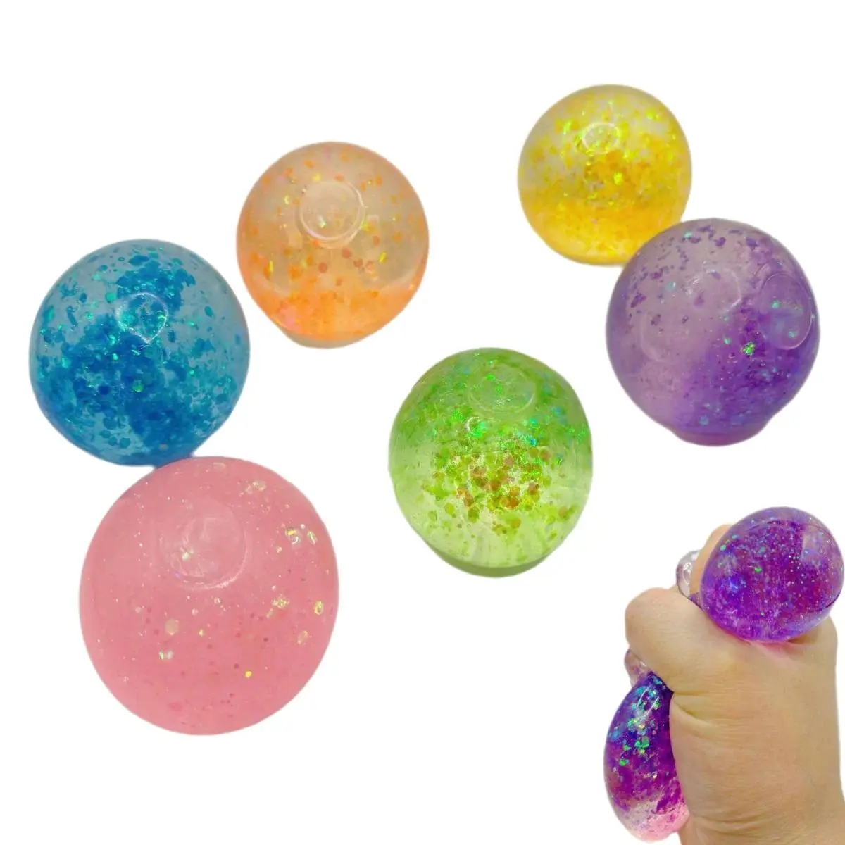 Anti-stress Ball Soft TPR Slow Rebound Sequins Maltose Ball Pinch Toy Stress Relief Elastic Squeezing Colored Ball Decompression