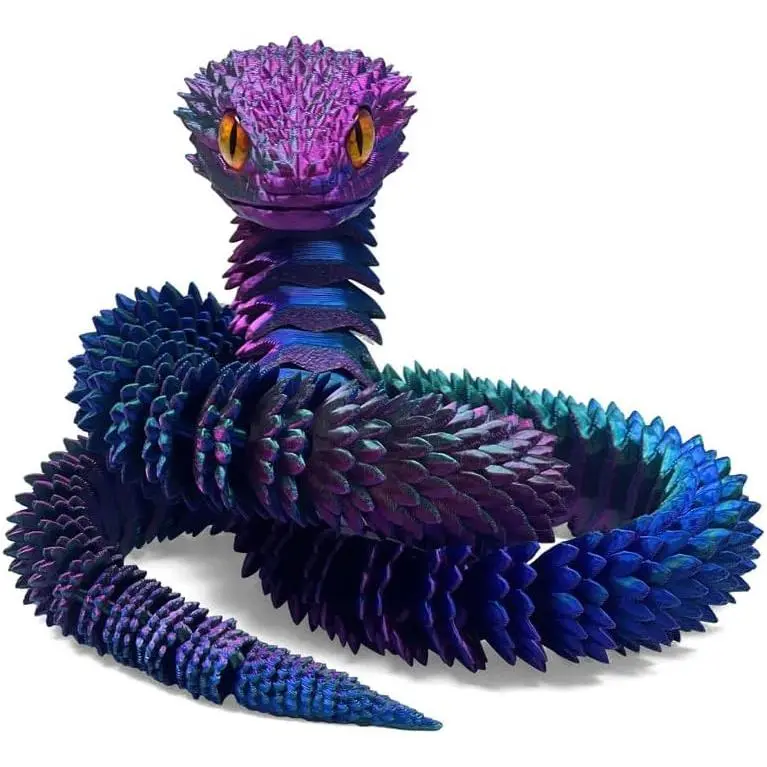 3D Printed Snake - 21 Inch Movable Articulated Snake, Perfect 3D Printed Animals for Educational Toys! Must-Have Toys for Kids and Collectors, Home Office Executive Desk Decor (Dazzling Color-1)