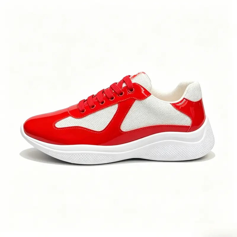 2026 Latest Model Men'S Genuine Leather Breathable Sneakers, Red And Gray Stylish Laces, Suitable For Daily Activities, Birthday Gift