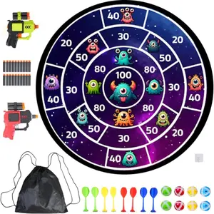 Dart Board for Kids w/Backpack, Shoot Sticky Darts, Balls & Darts, Large 29" Double Sided Indoor Outdoor Sport Party Game, 4 Children Boys Girls 5 6 7 8 9 10 11 12 13