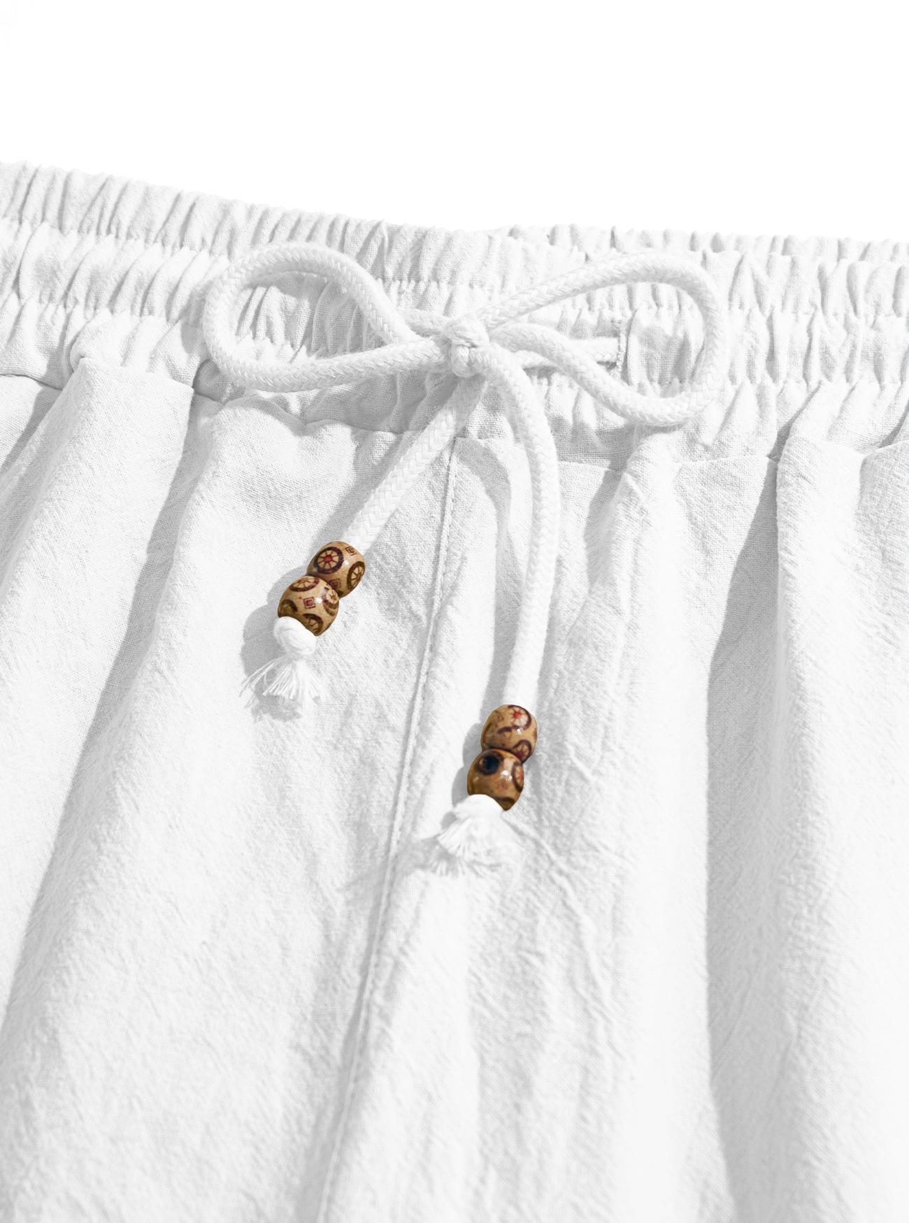 YehGoods 2026 Men's Summer Cotton Linen Blend Short Pants Casual Loose Fit Breathable Lightweight Beach Shorts Comfortable Everyday Wear Trendy US Style Menswear Tropical