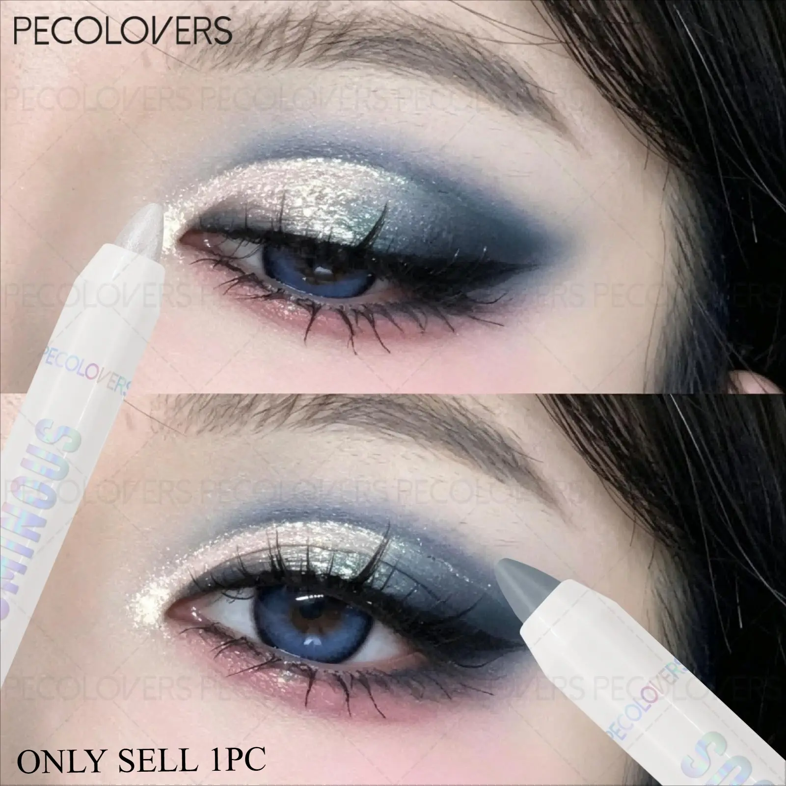 1PC Multi-Use Glitter Eyeshadow Crayon, Shimmery Highlighter Stick for Eyeshadow, Inner Corner Highlight, Under Eye Brightening & Lash Line Decoration