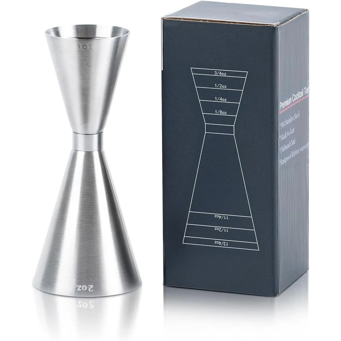 oz/ml Dual Markings Jigger for Bartending, 304 Stainless Steel Heavy Duty Double Cocktail Jigger with 7 Measurements Inside, Japanese Jigger Bar Tool for Bartender Home Bar Party 1 Pack