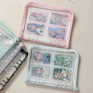 A5 Laser Star Zipper Binder Collect Book Refill Organizer DIY Journal Dairy Transparent Kpop Idol Photo Album Stationery