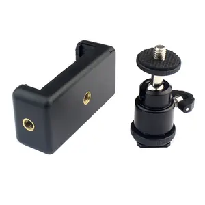 Feichao Universal Mobile Phone Clip Bracket, 1/4 Screw Hot Shoe, Tripod Monopod Stand, Quick Mount Bracket, Holder