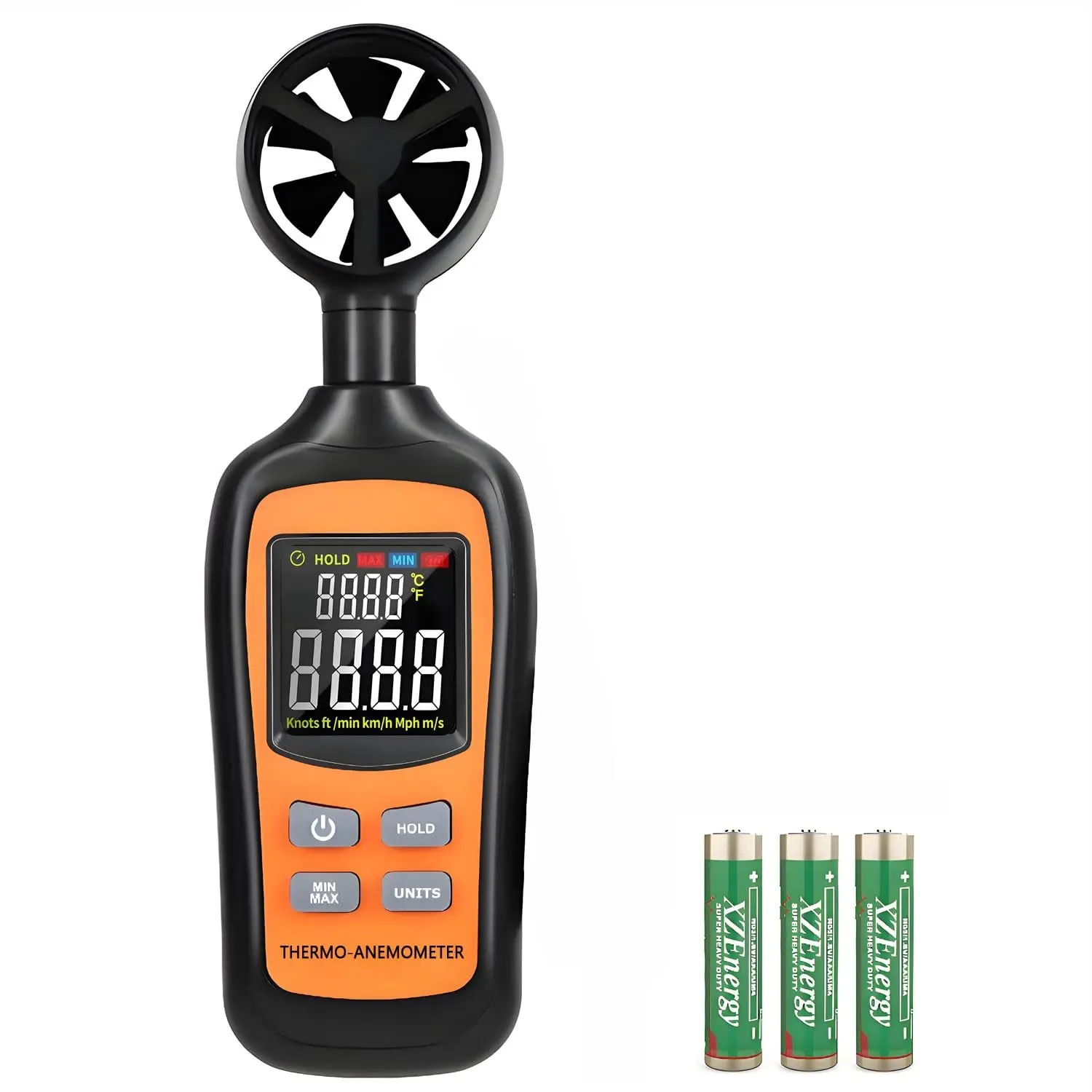 Digital Wind Speed Meter Anemometer,Handheld Air Flow Velocity Meter for Measuring Wind Speed/Temperature with 4 Digit Color Screen,for Shooting, HVAC, Drone Flying,Windsurfing, Sailing, Surfing