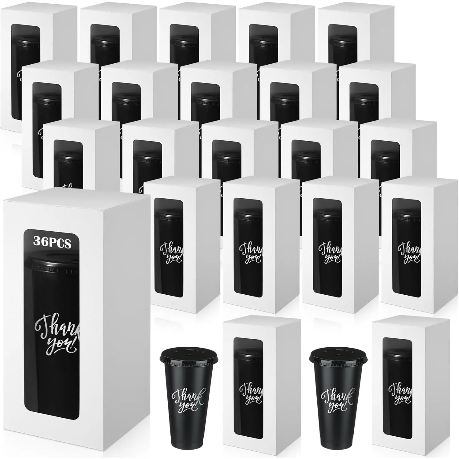 24 Pcs Tumbler Gift Box Tumbler Boxes with Window, White Gift Box for 16-24oz Tumblers Water Bottle Boxes for Gifts Wrapping Packaging