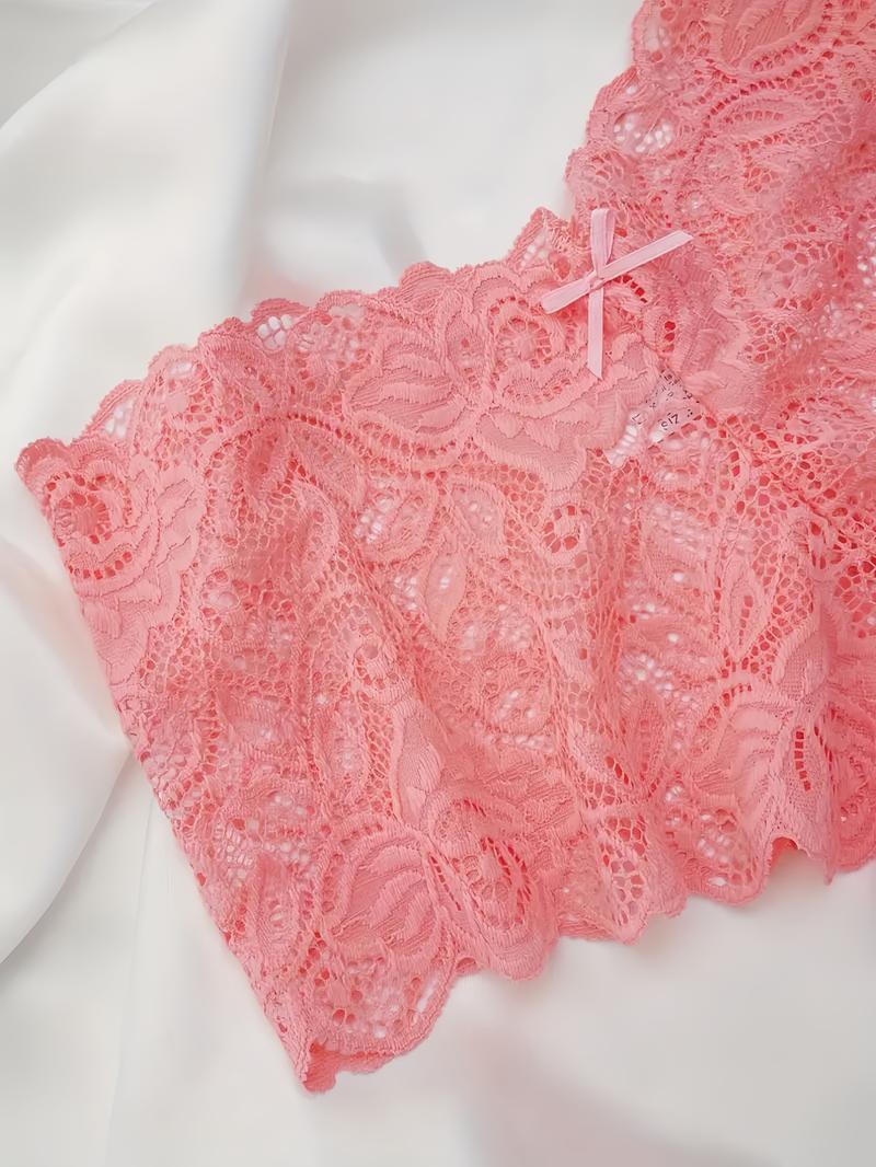 6/18 - piece set of sexy lace panties with bowknots. Breathable, comfortable, stretchy, solid - colored with contrasting lace. Ideal for parties, camping, dinners—perfect gift. Womenswear Basic Minimalist