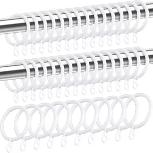 40 Pack Metal Drapery Curtain Rod Rings with Eyelets Internal Diameter 1.18in Fits up to 0.79in Rod  Drape Sliding Eyelet White Rings for Window Door Shower Bathroom
