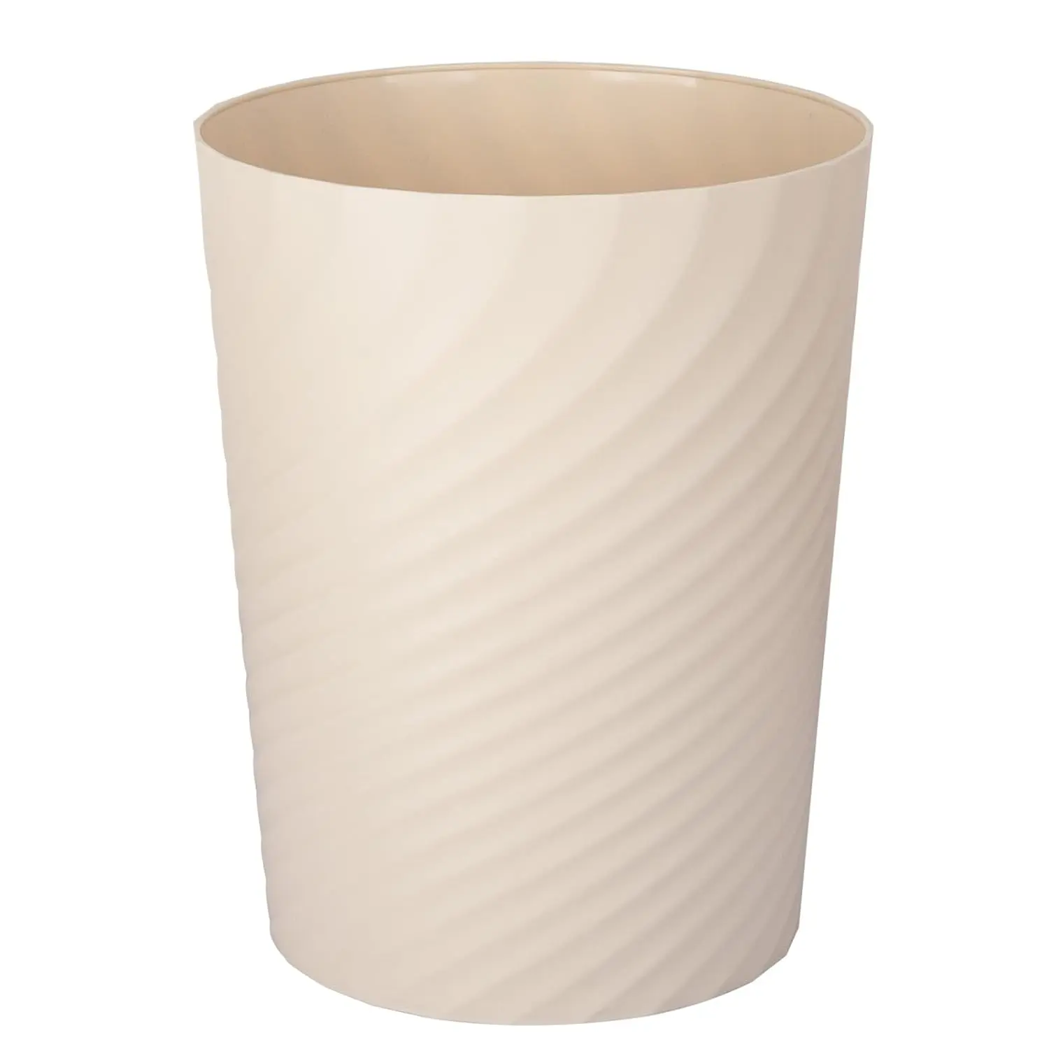 Plastic Small Trash Can Wastebasket, Garbage Container Basket for Bathrooms, Laundry Room, Kitchens, Offices, Kids Rooms, Dorms, Beige, 1.8 Gallon