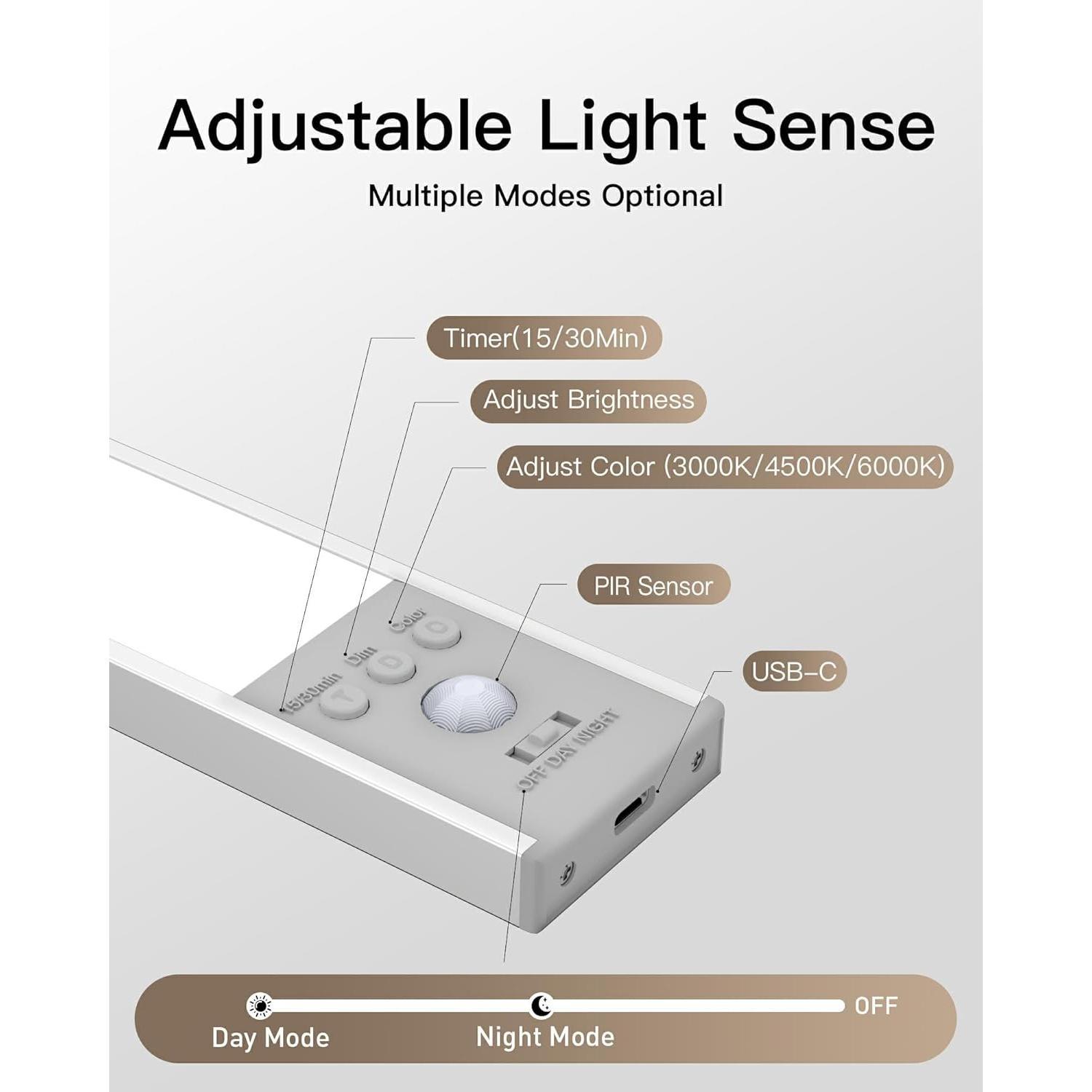 Under Cabinet Lighting Motion Sensor, 111-LED Closet Lights with Timer & Dimmable & 3 Color Temperatures for Kitchen, Counter, Stairs (3 Pack) Under Cabinet Lighting Motion Sensor, 111-LED Closet Lights with Timer & Dimmable & 3 Color Temperatures for Kitchen, Counter, Stairs (3 Pack)
