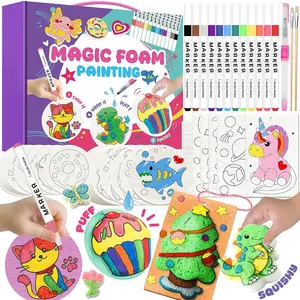 Magic Foam Texture Painting Kit 84Pcs, Arts and Crafts for Girls Age 4-10, Puffy Magic Paint Set Kids Paint by Number 3D Art Craft Supplies, Ideal Gifts for Girls 4 5 6 7 8 9 10