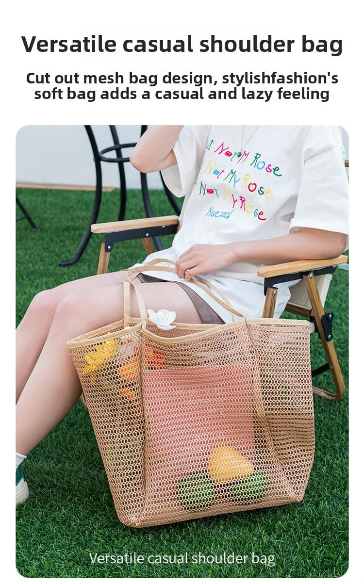 Large Capacity Beach Bag, Outdoor Mesh Camping Backpack, Foldable Shoulder Bag, Home & Outdoor Storage Bag, Ideal for Camping, Outdoor Camping Supplies