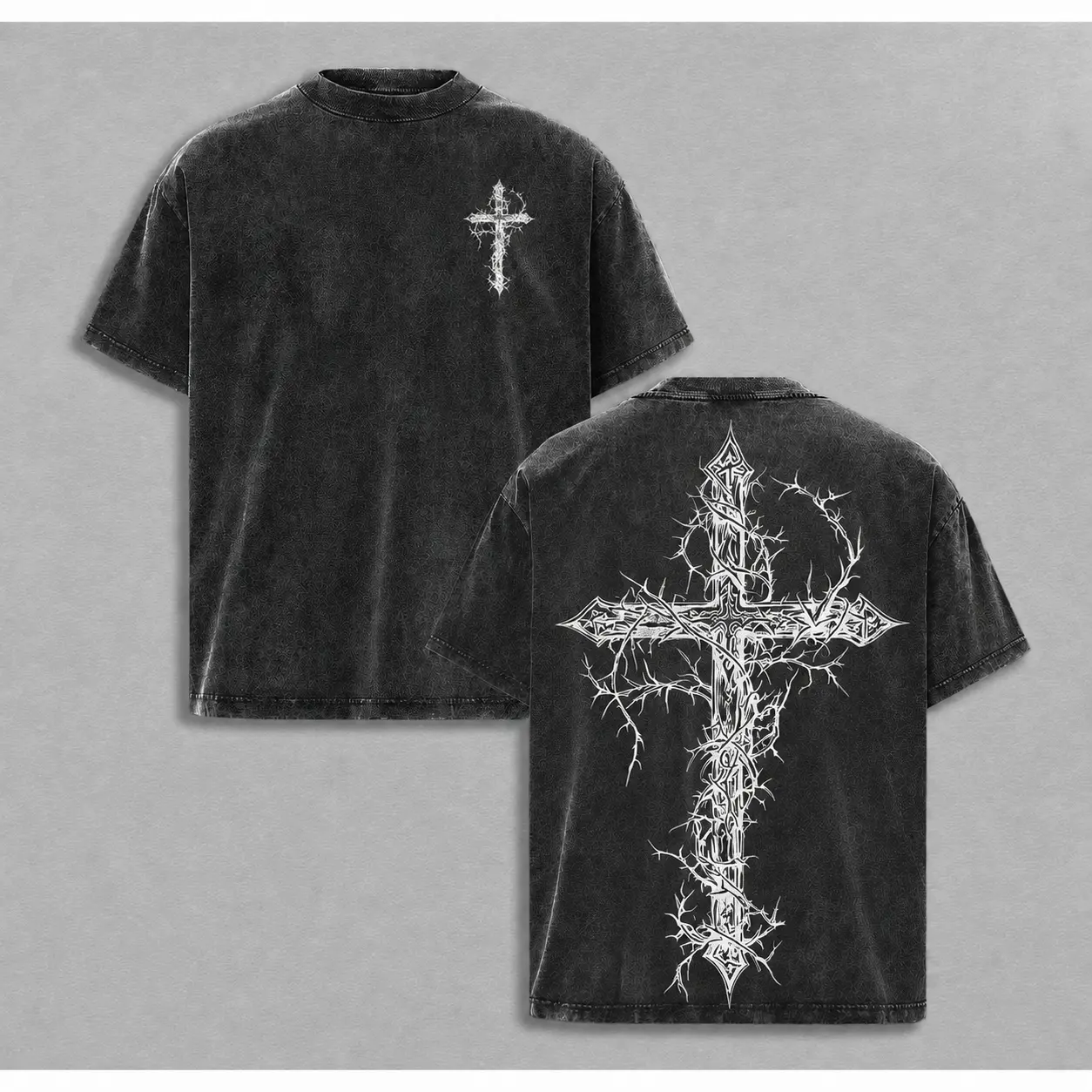 Washed Cotton Tee-Black