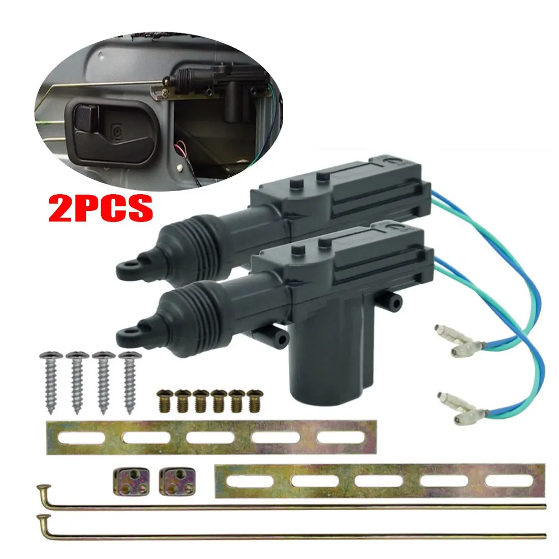 2PCS Car Power Door Lock Actuators, 2 Wire 12V Power Door Lock Replacement Kit, Heavy Duty Automotive Door Lock Actuator, Universal High Power Door Lock Actuator for Most Vehicles