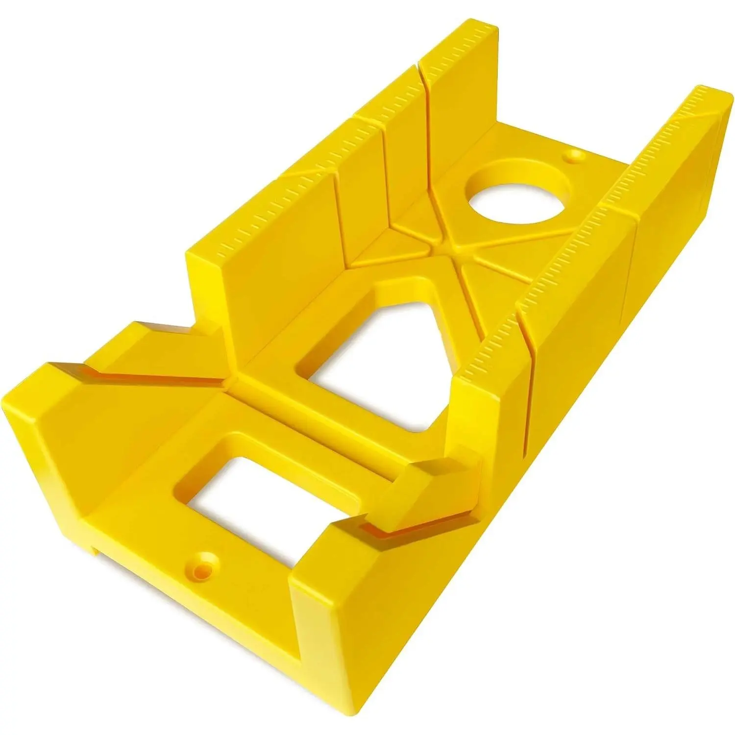 12 Inch Heavy Duty Mitre Box Cuts both 45 degree and 90 degree Miter Angles for Accurate Cutting, Impact-Resistant ABS plastic Miter Box for DIYer, Woodworker, Woodcarver, Carpenter, Yellow