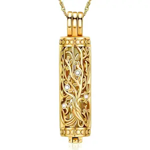 Cylinder Cremation Jewelry Tree of Life Urn Ashes Necklace  Women Men Vial Cremation Ash Pendant Loved One Memorial Jewelry