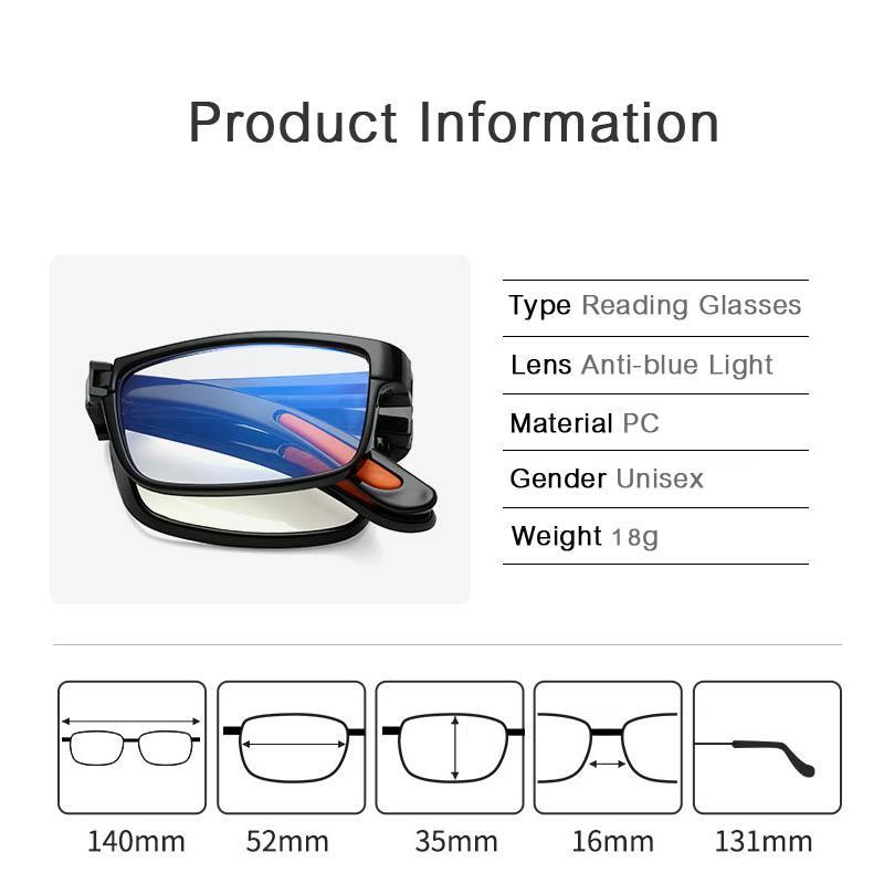 Folding Reading Glasses With Box Anti-blue Light Men Women Portable Spectacles Eyewear Unisex TR90 Glasses Diopter +1.0 To +4.0