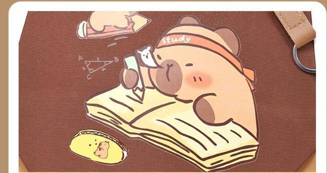 Capybara Backpacks Schoolbag for Teenage Waterproof Girls Boys Backpack Female Travel Bag Bookbag Mochila with Plush Keychain