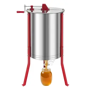 【DealsForYouDays】VEVOR Honey Extractor, 6 Frame Manual Honey Spinner with Transparent Lid, Stainless Steel Honeycomb Drum Spinner with Height Adjustable Stand, Honeycomb Extraction Centrifuge Equipment for Beekeeping