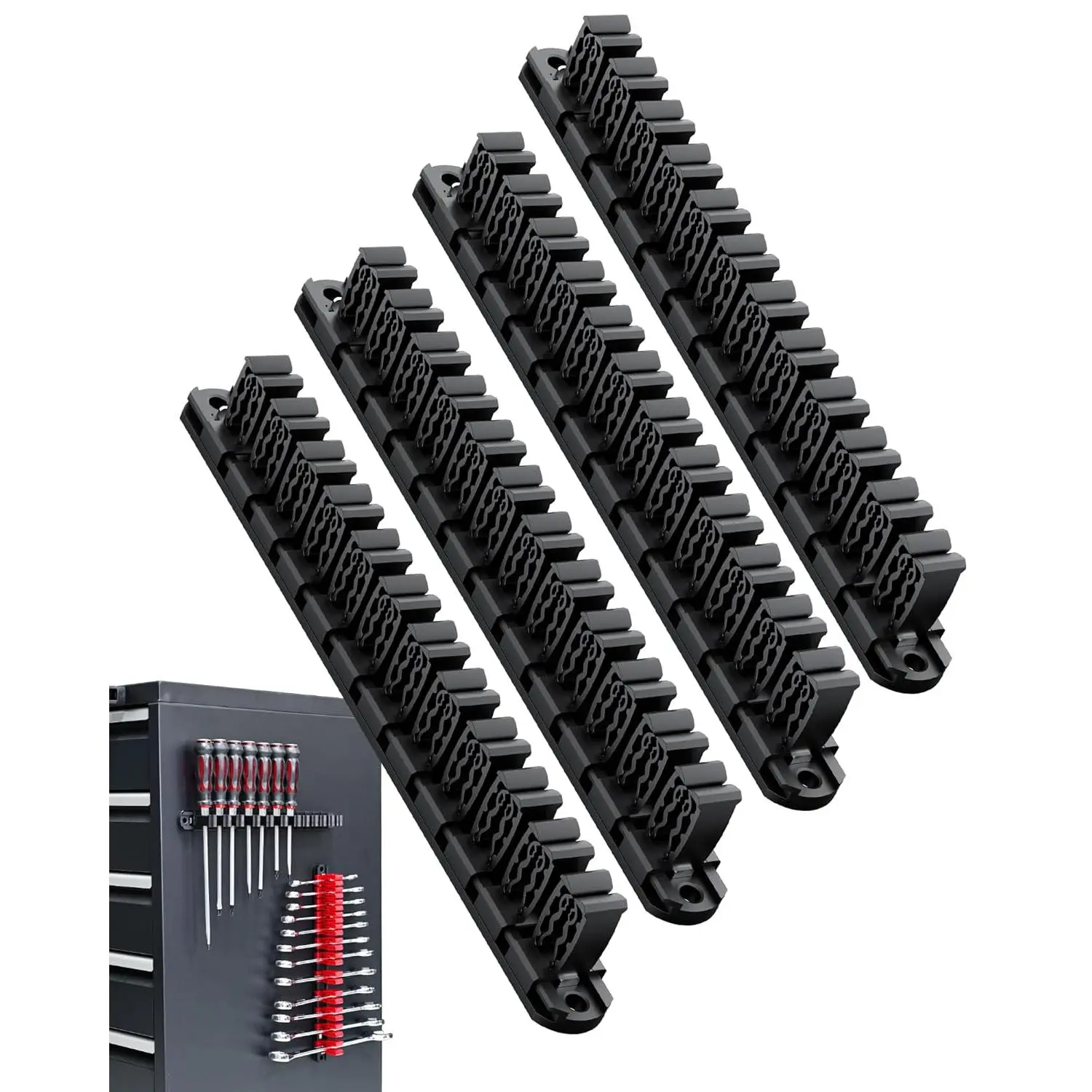 Screwdriver and Wrench Organizer for Workshop,|-Duty Tool Organizer for 48 pcs &-saving tool holder| Gift for father and boyfriend (4pcs)