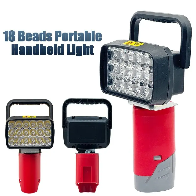 18 Beads LED Work Light Spotlight Portable Lamp Handheld Outdoor Light Lantern for Milwaukee 10.8V 12V Lithium Battery for M12