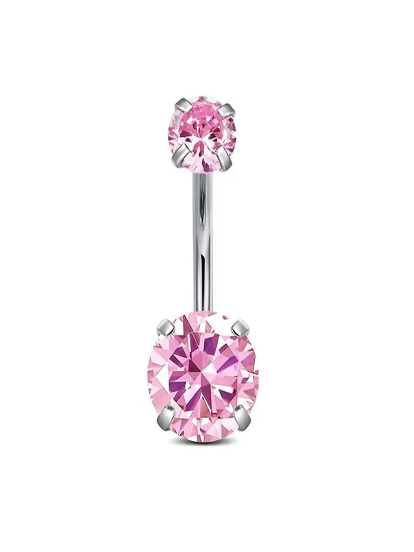 14g Titanium Belly Button Ring, Dual Crystal Inner Thread, Surface Piercing, Bone Insert, Skin Anchor, 14/16mm, Body Jewelry