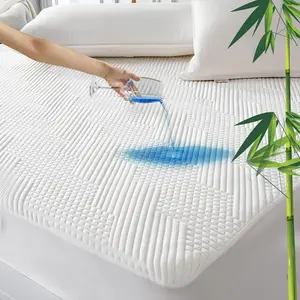 Waterproof California King Mattress Protector Rayon Bamboo - 3D Air Fiber Cooling Mattress Cover Breathable Ultra Soft, Mattress Pad Noiseless Fits up to 26'' Deep Pocket Machine Washable