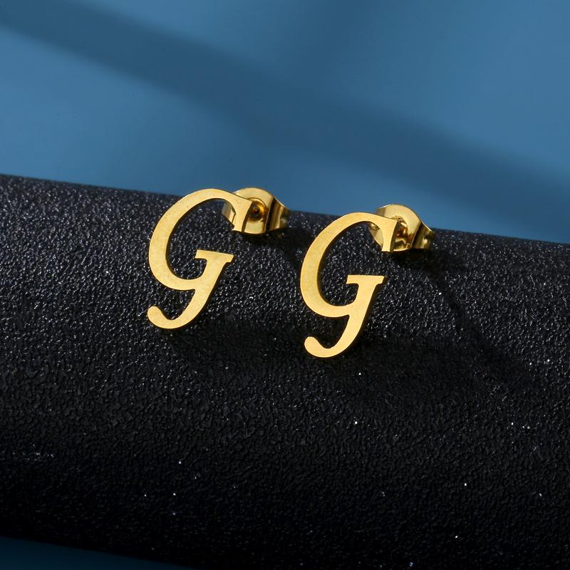 1 Pair Initials Earrings Stainless Steel 26 English Letters Personalized Letter Earrings for Men And Women Valentine'S Day Mother'S Day Thanksgiving Birthday Souvenirs