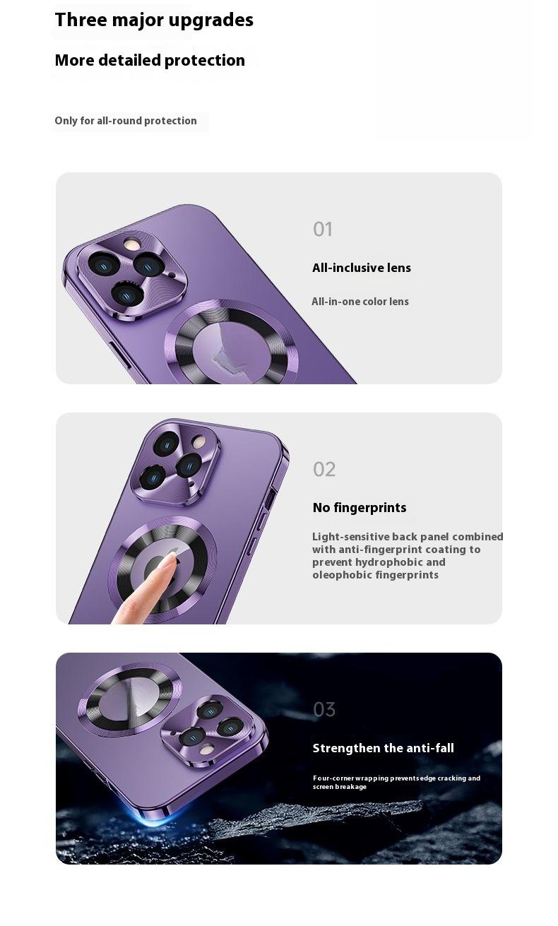 Metal Frame iP 17 Pro Max Case Purple Full Coverage Privacy Screen Lens Protection Magnetic TPU Back International Warranty Phone Cases phone case 17 pro max