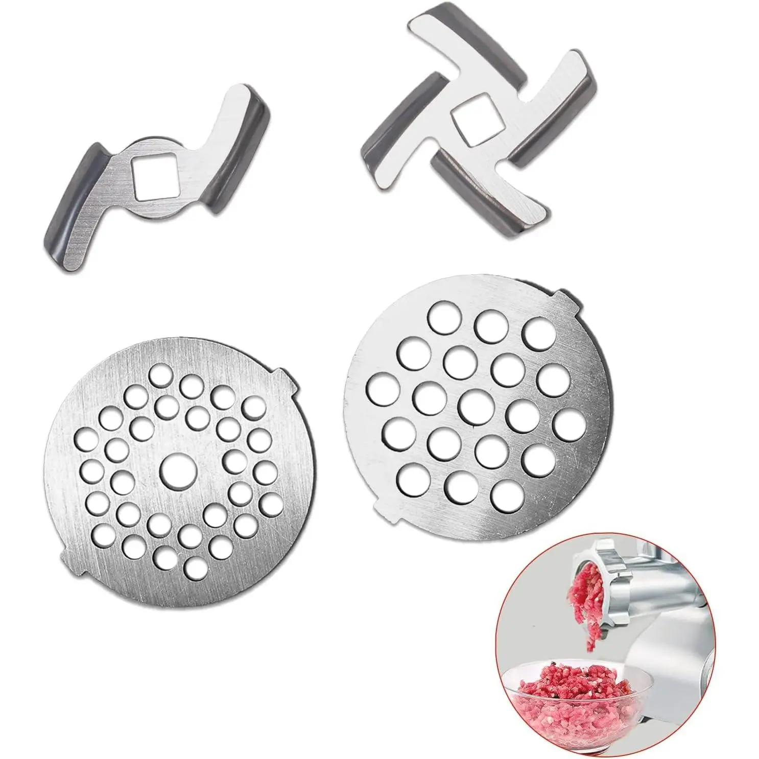 Meat   and Plate, Stainless Steel Meat  Attachments for Stand Mixer, Meat Mincer  with 2   and 2  Plates