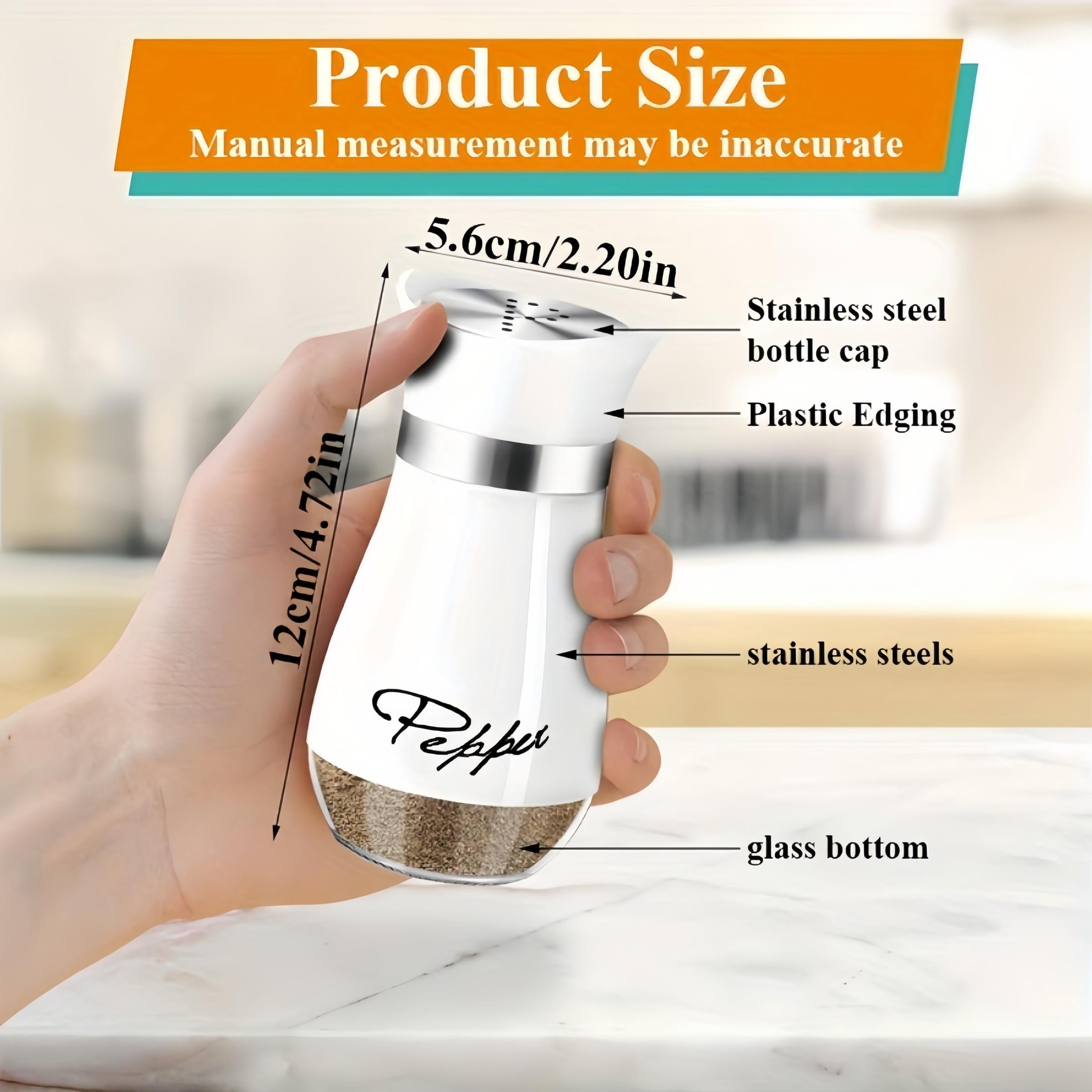 Stainless Steel Salt & Pepper Shaker Set, 2 Counts/set Glass Bottle Salt Container, Cooking Seasoning Utensils for Kitchen, Dining Table, Caravan, Camping, BBQ, Kitchen Gadgets