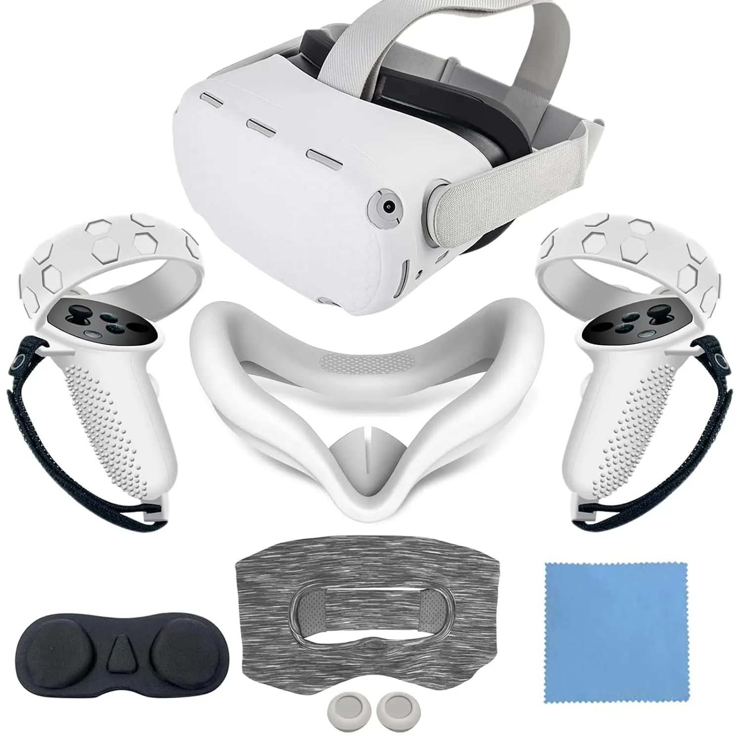 for Oculus  2  Cover, Protective Cover Accessories for  VR, Multi Colors Soft Shell , Controller Grips &  Cover Set (White)