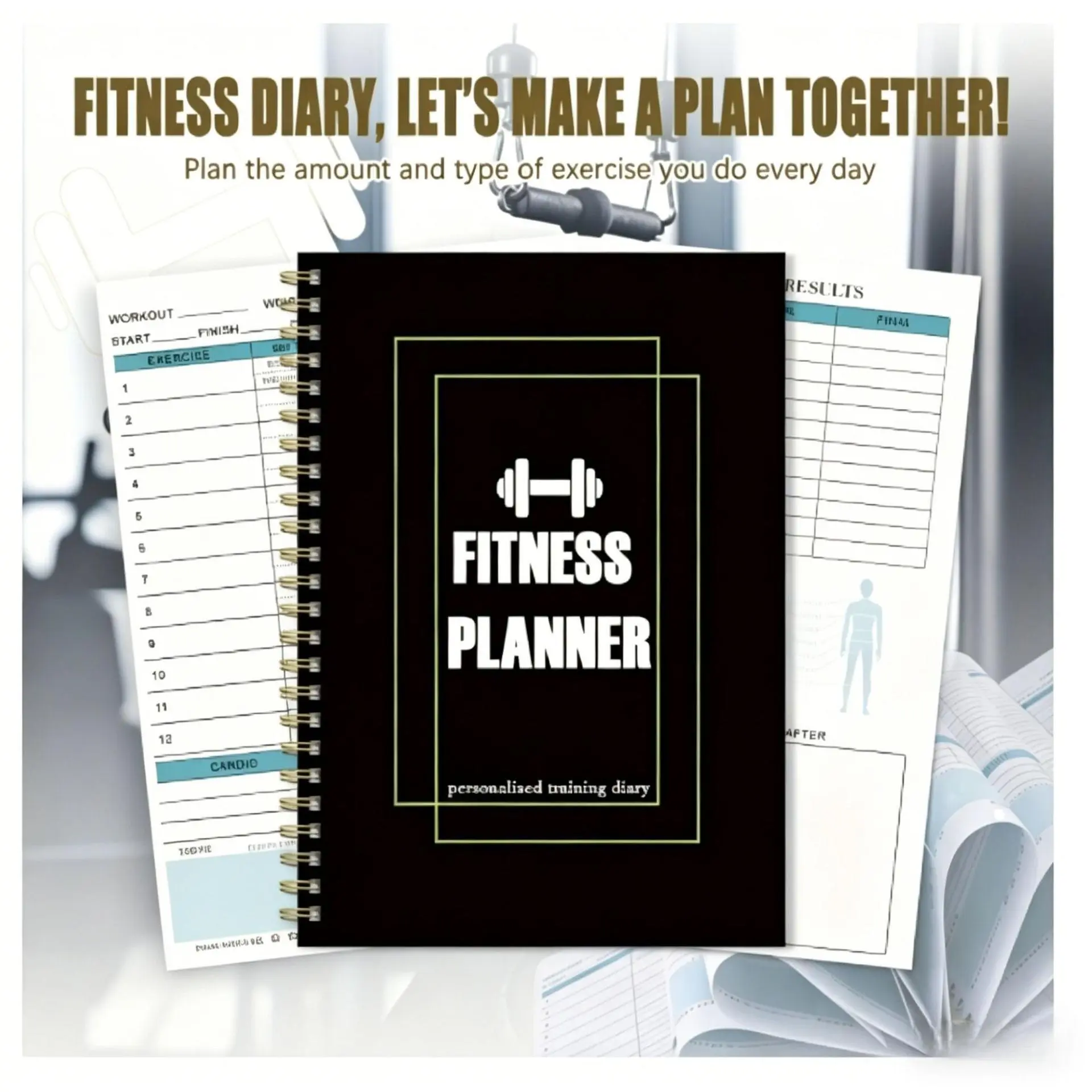 2026 Minimalist A5 Twin-Wire Spiral Fitness Notebook - Monthly Workout Planner, Exercise Tracker Journal, Coil Bound Daily Fitness Record Organizer for Gym Enthusiasts