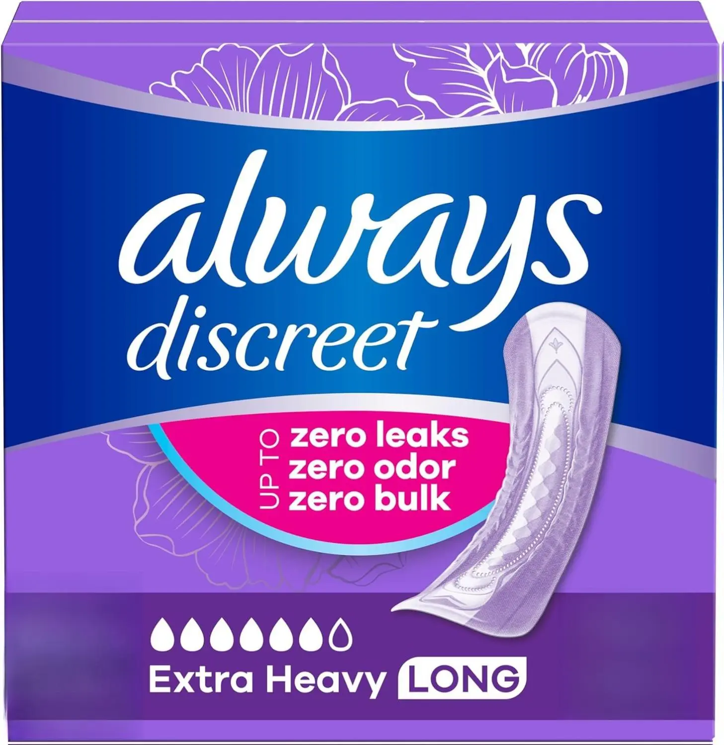 Women's Incontinence Pads for Adults, Extra Heavy Absorbency, Regular Length, Postpartum Use, Barely Noticeable Fit, Bladder Leak Protection, 60 Count, Bulk Available