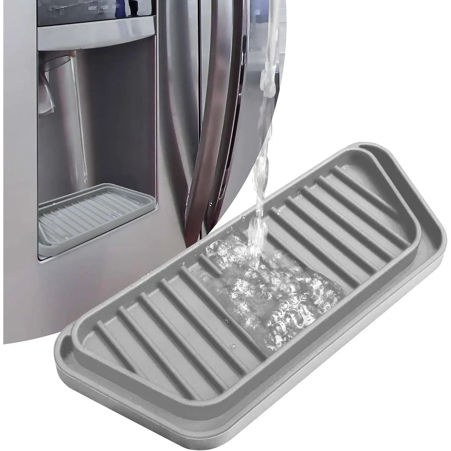 Refrigerator Drip Tray - Refrigerator Water Dispenser drip Tray Grey | Protector ice water dispenser pan, fridge spills water pad; fridge drip catcher, fridge water dispenser drip mat rectangular