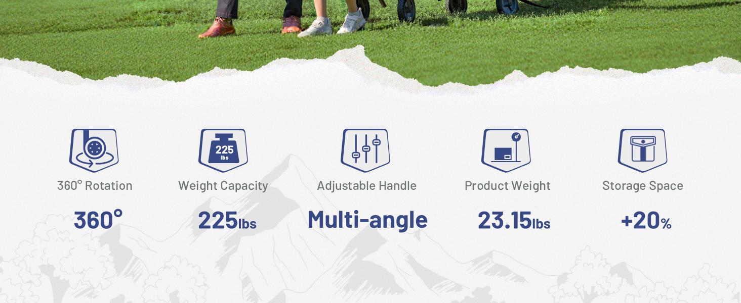 Tailgate Collapsible Folding Wagon Cart, Push Pull Beach Wagon Foldable, Grocery Cart with Side Pockets for Camping,, Shopping, Holds 225 lbs, Blue