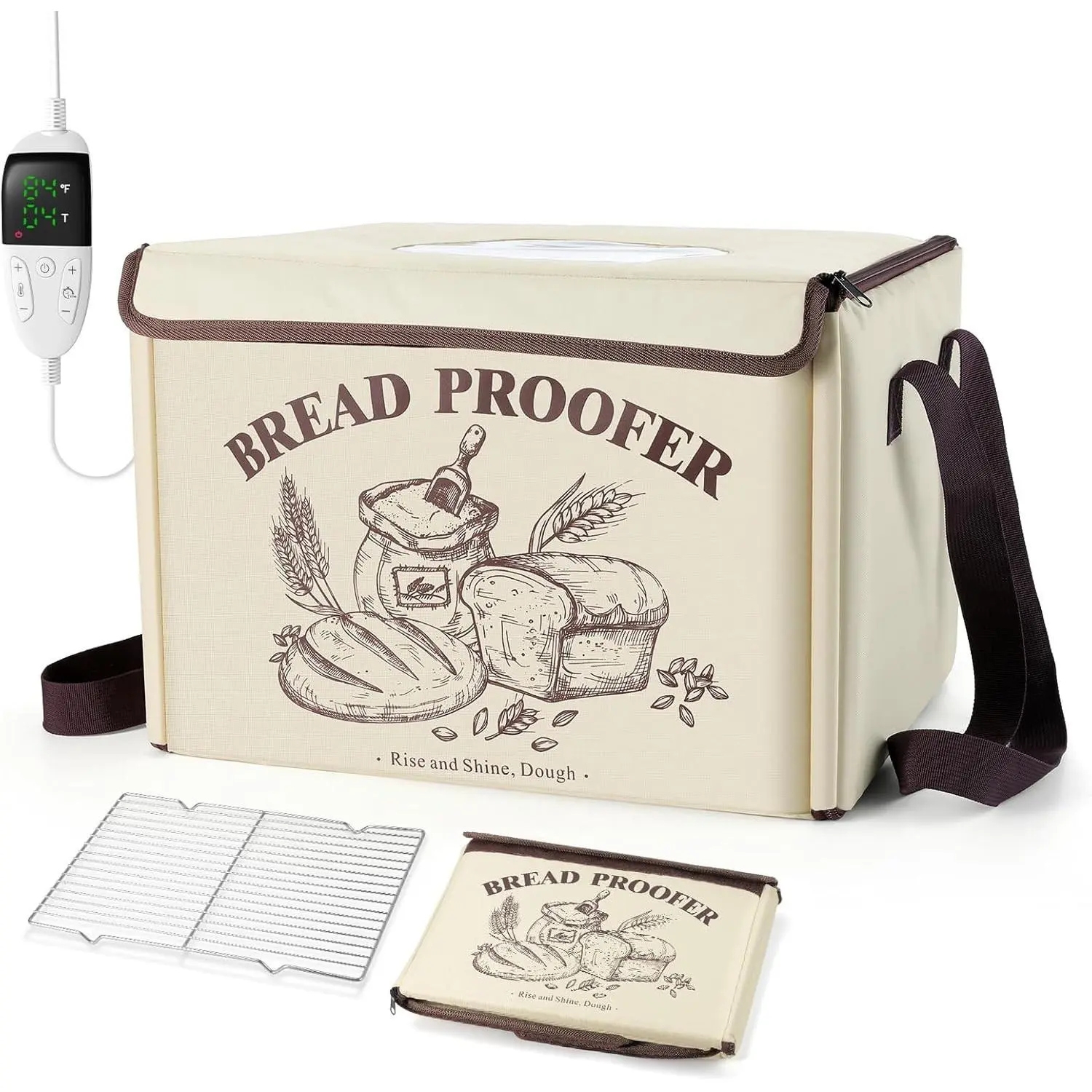 Bread Proofing Box with Temp & Timer Control, Foldable Design, NTC Sensor & Bonus Shelf - Large Size Container for Dough, Sourdough, 3D Filament Drying